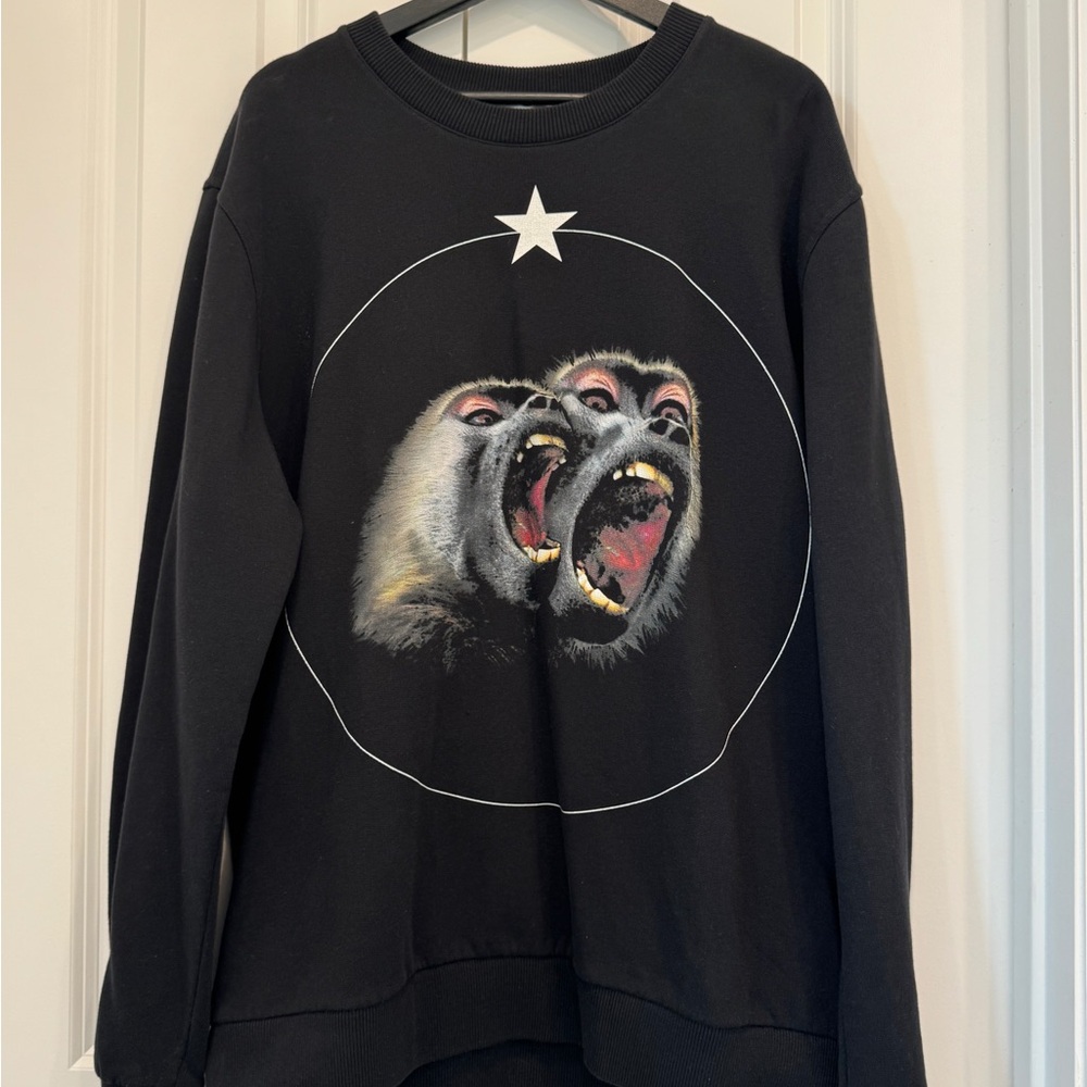 Givenchy Black Crewneck Sweater with Graphic Design
